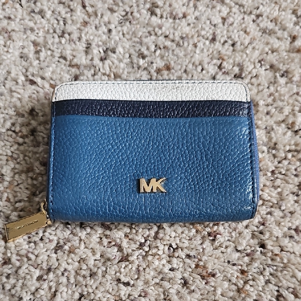 Michael Kors blue and white wallet